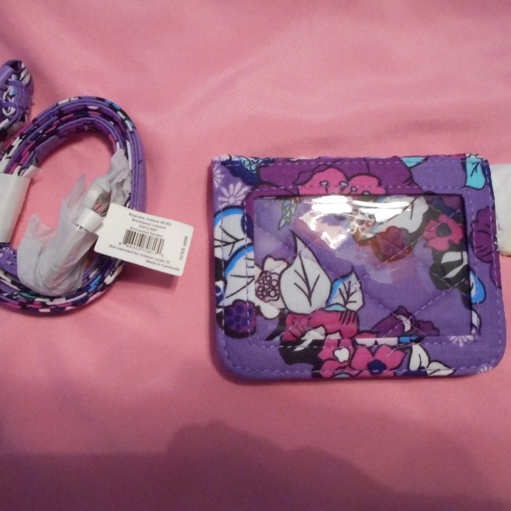 NEW VERA BRADLEY Campus Double ID & Breakaway Lanyard ~ Enchanted Garden NWT